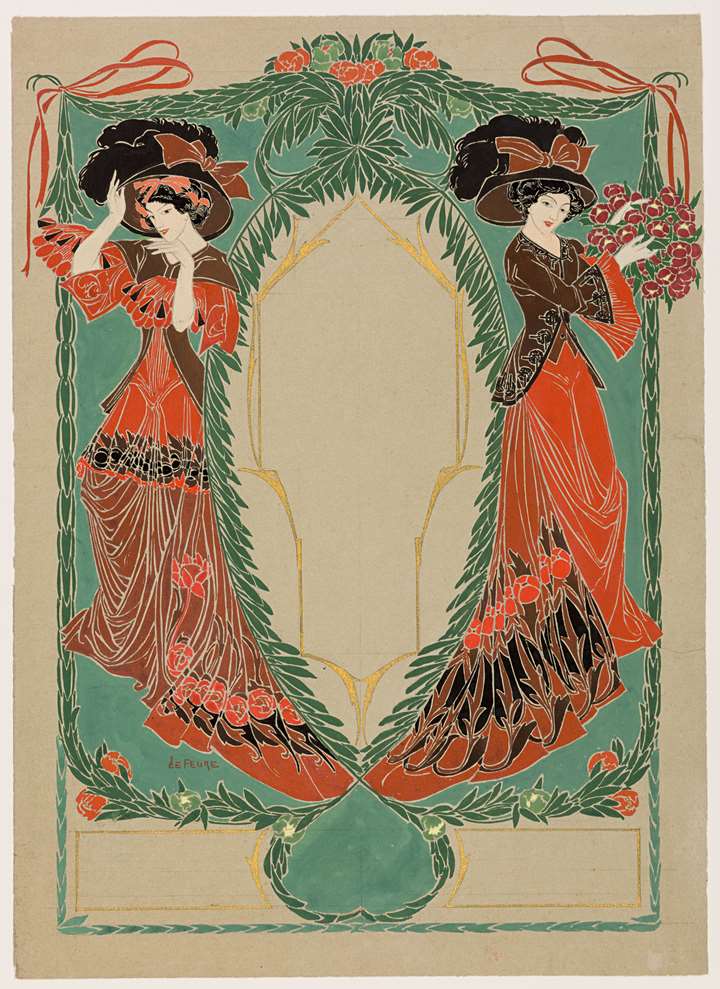 Two Elegant Women: Design for the Cover of Les Modes
